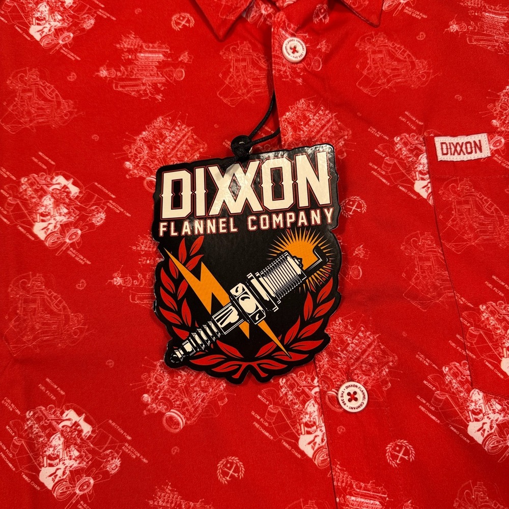 Dixxon‎ Flannel Company The 350 Shirt Mens 2XL Mechanic Engine Print Button Up - Picture 4 of 11